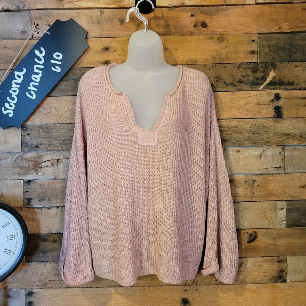 Blu Pepper women's knitted dusty pink light weight knit sweater size large
